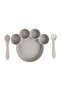 3 Piece Silicone Feeding Set, with Silicone Suction Plate, Spoon and Fork - Grey