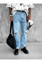 Men's Ripped Detailed Baggy Fit Jean Light Blue - 2
