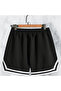 Men's Black Extraforlu Double Combed Shorts & Bermuda Capri Summer Cotton Slim Fit - 3