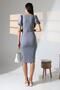 Gray Watermelon Sleeve Belted Crepe Fabric Pencil Dress - 8