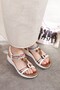 Women's Extra Comfortable Stone Detailed Wedge Heeled Sandals - 4