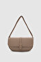 Selra Buckle Detailed Shoulder Bag with Magnet Closure and Inner Pocket Mink