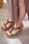 Women's Wedge Heeled Stone Stylish Sandals - 4