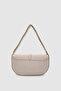 Selra Buckle Detailed Shoulder Bag with Magnet Closure and Inner Pocket Cream - 4
