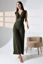 Khaki Sandy Fabric Padded Belt Detail Jumpsuit - 2