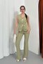 Women's Double Bottom Top Set Stylish Button Detailed Vest Pants Set