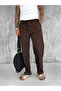 Men's Elastic Waist Baggy Trousers Brown - 4