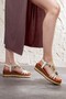 Women's Wedge Heeled Stone Stylish Sandals with Elastic Back - 3