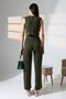 Khaki Sandy Fabric Padded Belt Detail Jumpsuit - 8