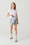 Printed Bottom Pleated Embroidered Girl's Shorts - T-Shirt Set - 6