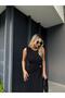 Black Zero Sleeve Apple Slice Buckle Midi Length Dress – Stylish and Modern 7341 - 2