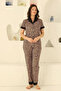Leopard Printed Pieces of 100% Cotton Cotton Pieces of Button-Front Maternity & Breastfeeding Pajama Set - 3