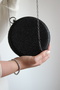Women's Black Round Stone Detailed Bracelet Handle Evening Dress Clutch Bag - 6