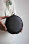 Women's Black Round Stone Detailed Bracelet Handle Evening Dress Clutch Bag - 3