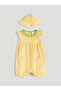 Yellow Embroidered Baby Girl Romper and Hat