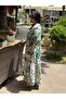 Green Floral Print Long Sleeve Loose Dress - Relaxed and Modern Fit - 5