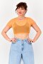 Women Round Neck Short Sleeve Plain Top, Orange