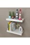 2 White MDF Floating Wall Display Shelves Book/DVD Storage