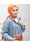 Women's Buttoned Hooded Denim Jacket - 3
