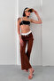 Mona Waist and Side Contrast Block Panels, Comfortable Pants with Elastic Waist - 3