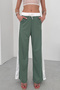 Mona Waist and Side Contrast Block Panels, Comfortable Pants with Elastic Waist - 2