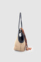 Omric Scarf Detailed Straw Shoulder, Arm and Hand Bag Black - 3