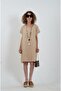 Beige Short Sleeve Linen Dress