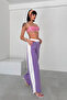 Mona Waist and Side Contrast Block Panels, Comfortable Pants with Elastic Waist