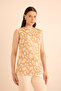 Jacquard Patterned Viscon Knitted Sleeveless Blouse - 3