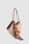 Omric Scarf Detailed Straw Shoulder, Arm and Hand Bag Brown - 2