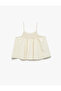 Square Neck Gipe Detailed Strap Crop Blouse