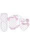 Organic Baby Gift Set of 7 RompersSwaddleBibsHatMitten set– for 3-6 Months - 2