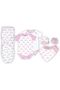 Organic Baby Gift Set of 7 RompersSwaddleBibsHatMitten set– for 3-6 Months