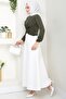 Crew Neck Gathered Sandy Blouse Khaki Hm2765 - 6