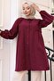 Gathered Detailed Balloon Sleeve Shirt Burgundy Hm2763 - 5