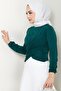 Crew Neck Gathered Sandy Blouse Emerald Hm2765 - 7