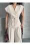 Tie-Up Vest Suit Stone Color - 7