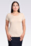 10976 Beige Crew Neck Short Sleeve T-Shirt - 3