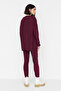 Bordo Fitilli Geniş Kalıp Triko Alt-Üst Takım TWOAW22AU0039 - 5