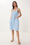 Women's Sky Blue Linen Blend Light See-Through Beach Dress Gx00009 - 3