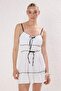 White Woven Shirred Beach Mini Dress Tbess25El00147 - 2