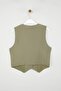 Haki Fitted Keten Görünümlü Kruvaze Kapamalı Crop Yelek TWOSS25YE00122 - 6