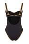 Black Color Blocky Ribbed Square Neck Covered Brazilian Swimsuit Tbess25Ma00118 - 6