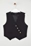 Black Fitted Woven Crop Vest Twoss25Ye00121 - 5
