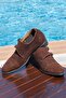Handmade Genuine Leather Brown Buckle Suede 7 cm Length Increase Hidden Heel Classic Shoes Shoes - 2