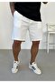 Men's White Linen Shorts with Pockets and Elastic Waist Comfortable Fit Capri