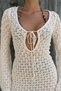 Zakura Lace Detail Beige Knitwear Mini Dress - 6