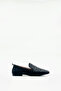 Black Genuine Leather Knitted Patterned Loafer Shoes
