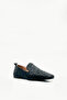 Black Genuine Leather Knitted Patterned Loafer Shoes - 3