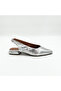Silver Snake Printed Genuine Leather Low Heeled Women's Shoes
